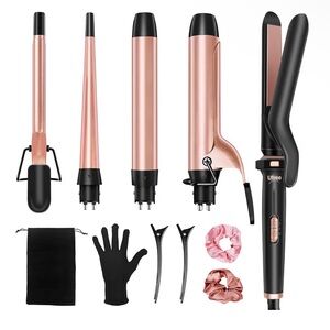 5-in-1 Professional Hair Curler - Black and Pink
